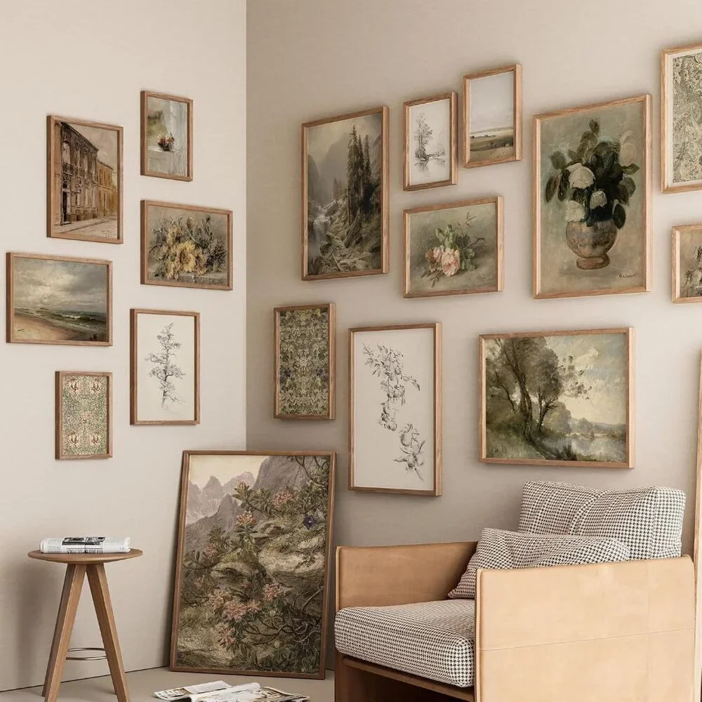 16 Pcs Framed Vintage Wall Art Decor French Country Farmhouse Gallery Frame Set